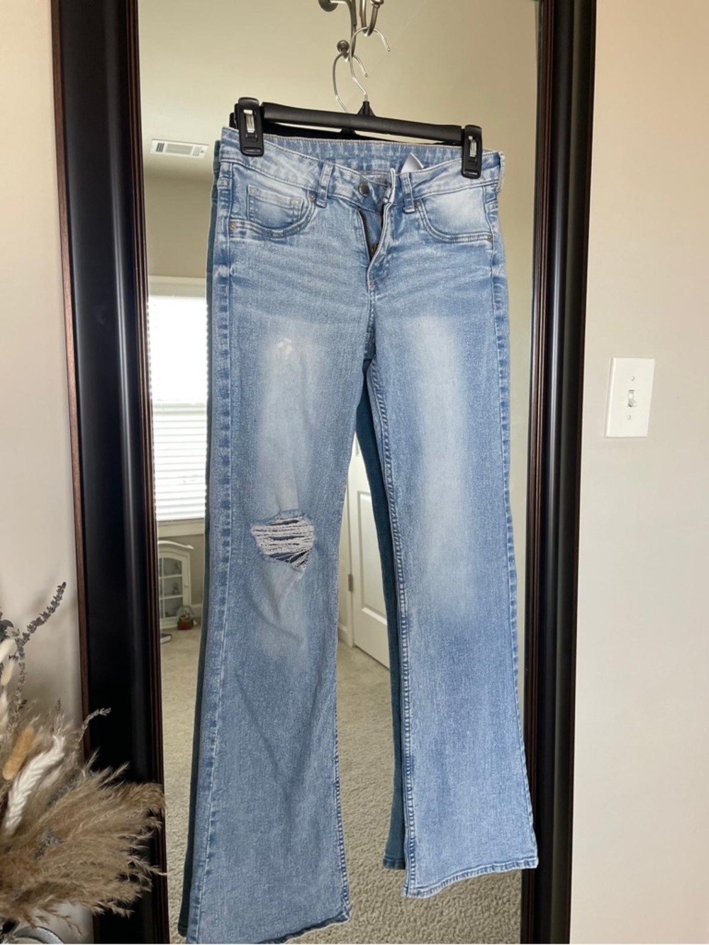 Vintage Light Blue Distressed Flare Jeans